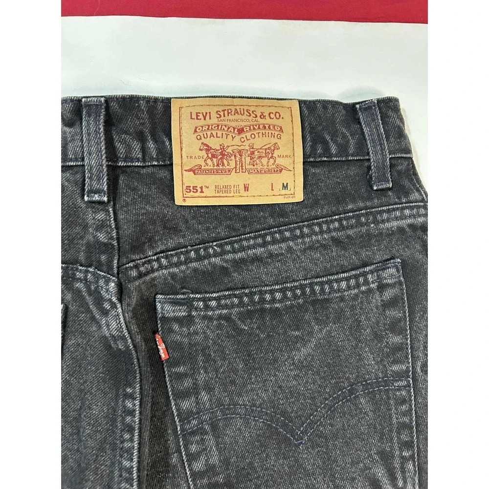Vintage Levis 551 30x29 Jeans‎ Womens 12 Black Relaxed Fit Tapered Leg  Denim